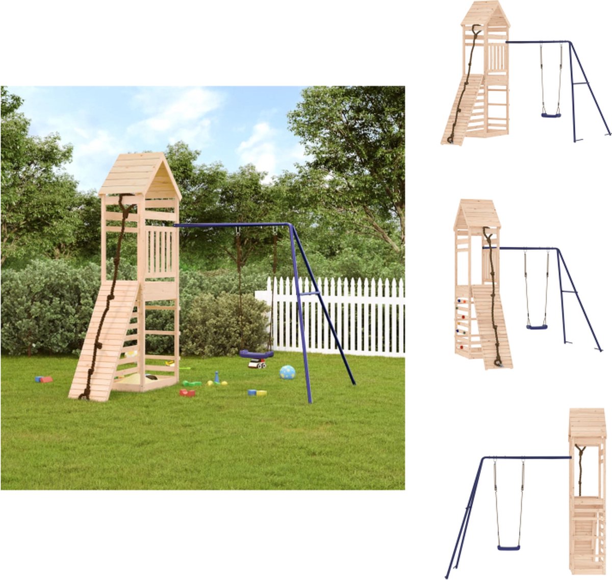 VidaXL Speelset Grenenhout Multi-activiteitencentrum 245x257x264 cm Speeltoestellencombinatie