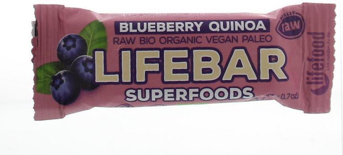 Lifefood Lifebar plus blueberry quinoa 47 gram
