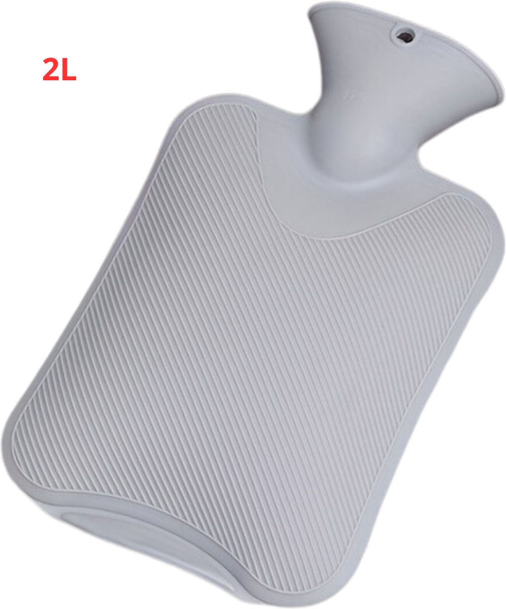 Goedkoopste Warmtekruik - Warmwaterzak Met Hoes - Warmwaterkruik - Warmtekussen - Knuffel Kruik - Bag - Grijs - 2 Liter