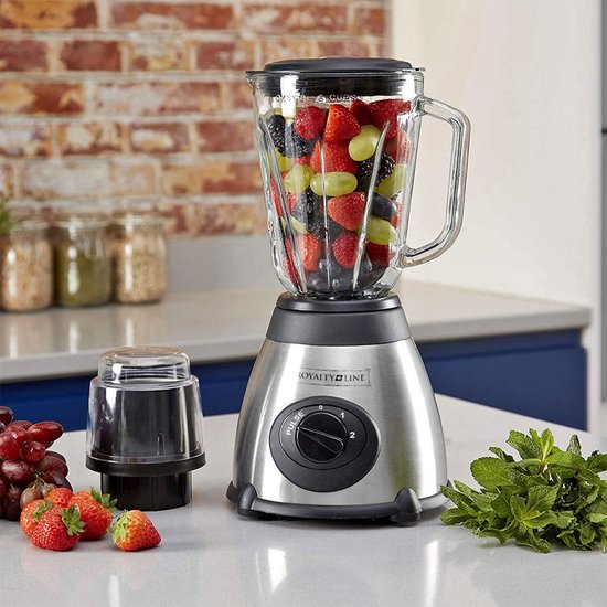 Royalty Line® SME600 Blender - Blender Smoothie Met Koffiemolen - 800W - 1.5 Liter - 3 Snelheden - Smoothie Maker Met Glazen Kan - Blender To Go - RVS van Royalty Line — afbeelding 2