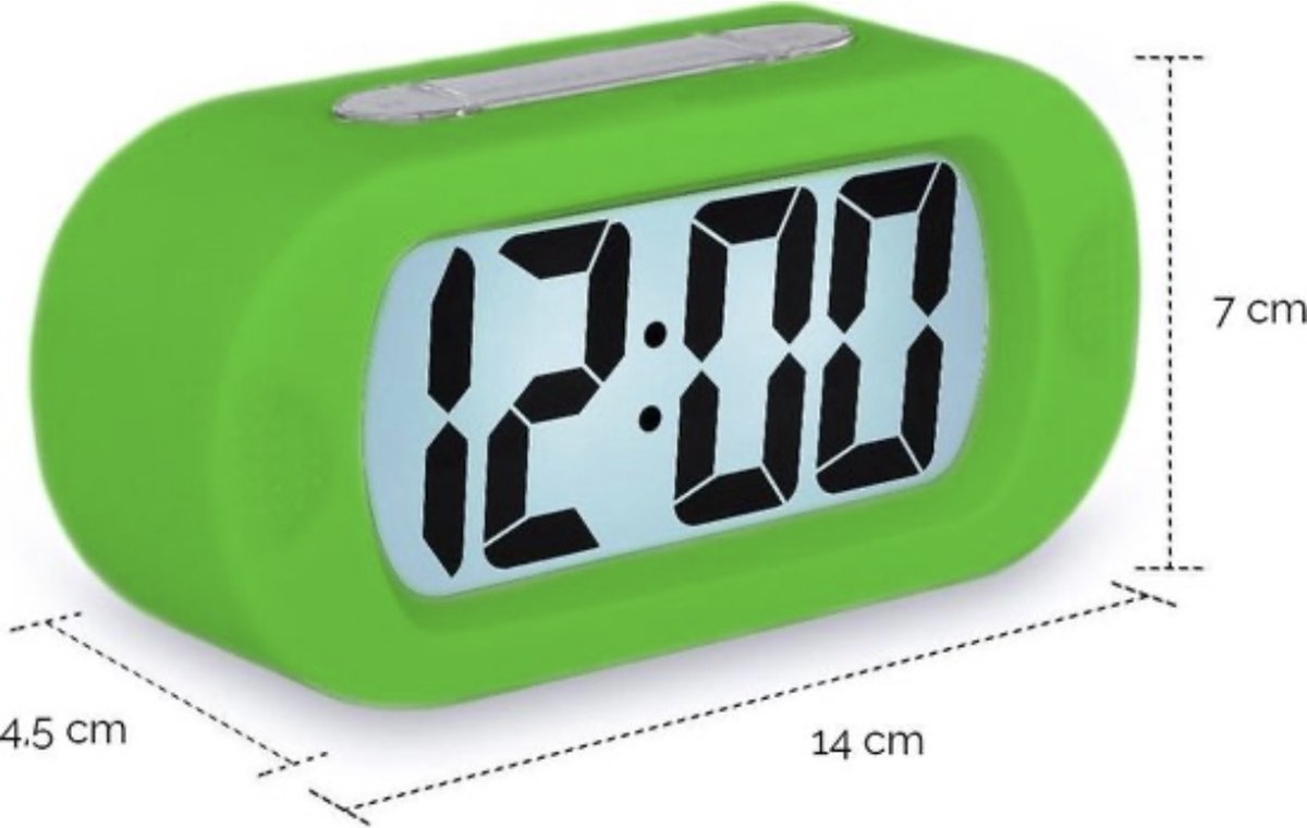 Digitale Wekker Klok - 24uurs wekker - Werkt Op Batterijen - Makkelijk Instelbaar Alarm met Snooze en licht Functie - Kinderwekker Reiswekker - Digitale LED Klok/Wekker - Trendy Wekker Met Snooze functie - Stevige Alarmklok - Groen — cadeau in Elektronica - foto 4