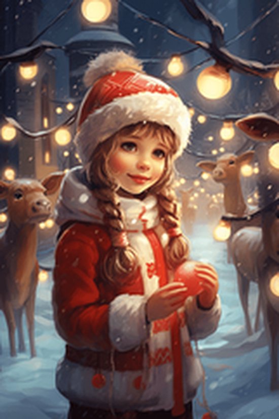 Winterposter - Kerst - Kerstmeisje - posters - formaat 60x90cm - Wanddecoratie - 975CW