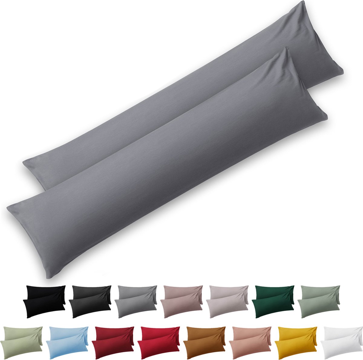 Blumtal Kussensloop Microvezel Kussenhoes 45 x 185 cm - Grijs - Set van 2