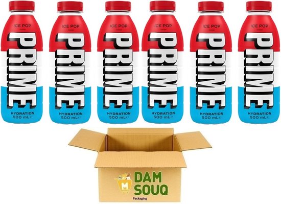 Damsouq® PRIME Hydration Drink Multipak Ice Pop Fles (6x500ML) (STATIEGELD FLES)