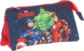 Etui 3-Vaks - Avengers - Captain American/Hulk/Iron Man - Blauw & Rood Marvel - 21,5x12x1-9cm