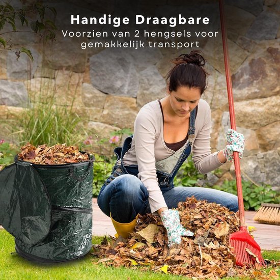 Cheqo® Grote Tuinafvalzak - 85 Liter - Opvouwbaar - Met Handige Draaghengsels - Tuinzak - Tuinafvalemmer - Bladzakken - Waterafstotend Tuinafvalzak - Afvalzak Tuin - Handig Handvat van Cheqo — afbeelding 2