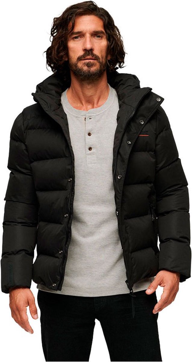 Superdry Sports pufferjas van microvezel met capuchon Heren Gewatteerde jassen Zwart
