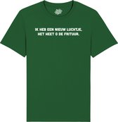 O de Frituur - Frituur Snack Outfit - Grappige Eten En Snoep Spreuken en Teksten Cadeau - Dames / Heren / Unisex Kleding - Unisex T-Shirt - Bottle Groen - Maat M