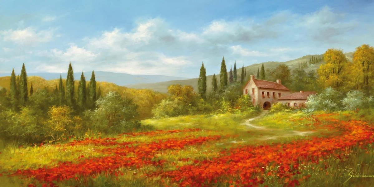 PGM Kunstdruk Heinz Schölnhammer - Tuscan Beauty II 100x50cm Divers