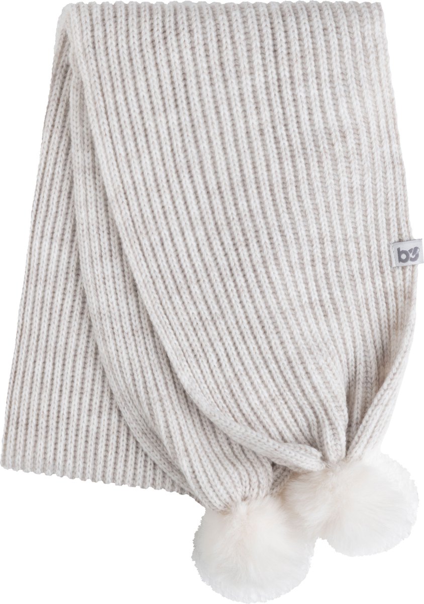 Baby's Only Sjaaltje met pompon Cool - Kindersjaal - Sjaal kind - Baby sjaal - Wintersjaal - Sjaaltje - Sjaal meisje - Sjaal jongen - Ecru - Wit - 110x16 cm - 3-36 maanden