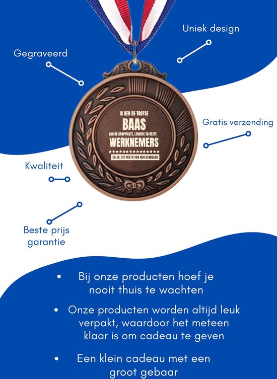 Foto: Akyol ik ben de trotse baas van de grappigste en leukste en beste werknemers medaille bronskleuring baas medewerkers cadeau