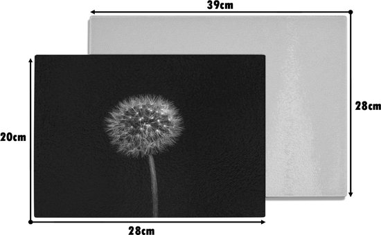 Planche à découper en Verres - 28x20 - Pissenlit - Zwart - Fleurs - Botanique - Planches à découper en Glas