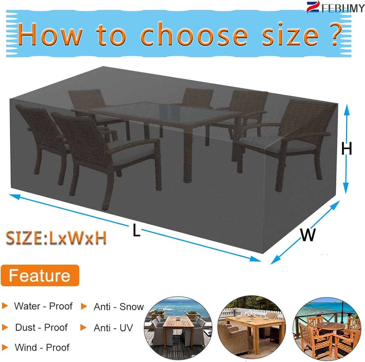 Waterdichte Patio Tafel Cover 60x60x60cm, Heavy Duty 420D Oxford Stof Tuinmeubel Covers, Rechthoekige Winddichte Anti-UV Terras Meubels Covers, Outdoor Beschermhoes