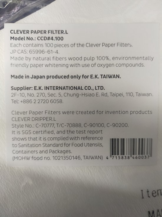 Clever Dripper Paper Filters Size L 100 Pieces Bag bol