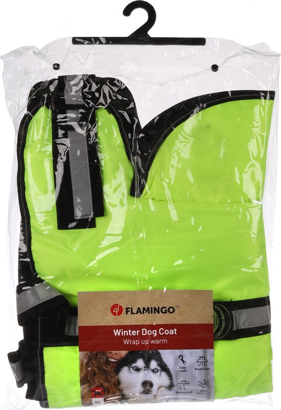 Flamingo Hundemantel Winter Eisbär - Fluo Gelb XS 35cm Wasserdicht & Reflektierend