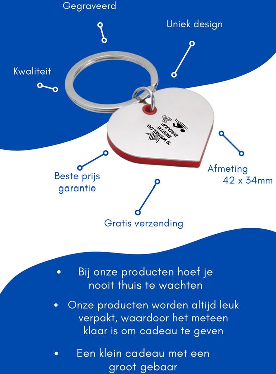 Akyol - badjuf sleutelhanger hartvorm - Badjuf - badjuffen - badjuffrouw - zwemmen - zwemdiploma - cadeau - kado - gift - geschenk - moederdag - lifeguard