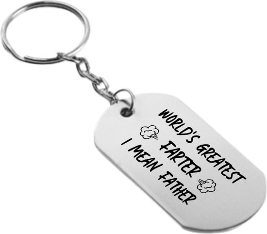 Akyol - world's greatest farter i mean father sleutelhanger - Papa - de liefste vader - grappige tekst - vaderdag cadeautjes - vaderdag - cadeau - verjaardagscadeau - verjaardag - kado - geschenk - gift - vader artikelen - 54 x 29mm
