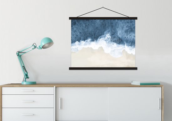 Posterhanger incl. Poster 60x45 cm - Schoolplaat - Strand - Zee - Water - Natuur - Textielposter - Zwarte latten