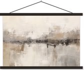 Posterhanger incl. Poster 120x80 cm - Schoolplaat - Moderne kunst - Abstract - Beige - Textielposter - Zwarte latten