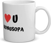 Akyol - love u bonusopa koffiemok - theemok - Opa - de liefste opa - verjaardag - cadeautje voor opa - opa artikelen - kado - geschenk - 350 ML inhoud