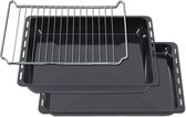 ICQN Oven Bakplaat Set - 3 Stuks - 2x Bakplaat en Rooster voor oven- 455x375x30 en 455x375x60 mm - Geëmailleerd