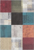 Vloerkeed patchwork vintage look 160x230 cm - Wasbaar - platbinding - katoenen achterkant -multicolor bont - Elira tapijt by The Carpet