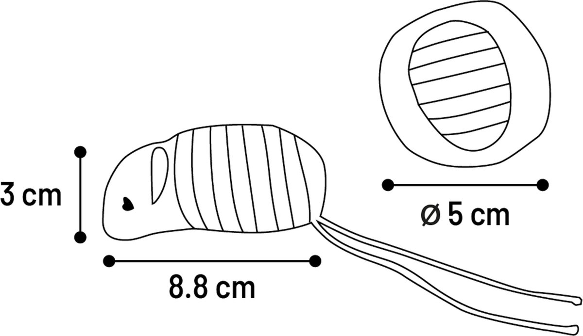 Flamingo Faci - Speelgoed Katten - Ps Faci Muis + Bal Gestreept Grijs - 2st - 137807 - 2st