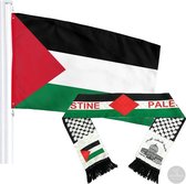 Drapeau palestinien officiel | drapeau de Gaza | 150 x 90 | Convient pour une utilisation en extérieur | Polyester de haute qualité + écharpe drapeau palestinien en satin 14 x 130