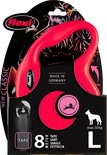 Emballage de laisse Flexi New Classic rouge et noir. L, 8 mètres, max 50kg.