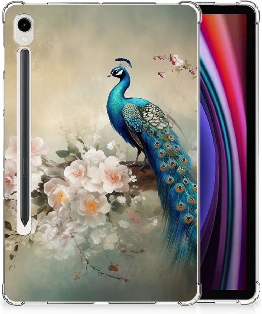 Back Case voor Samsung Galaxy Tab S9 Vintage Pauwen
