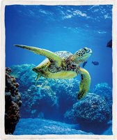 Beddengoedset met schildpad voor volwassenen, jongens en meisjes, aquarel-groene schildpadprint, dekbedovertrek met 2 kussenslopen (groene schildpad