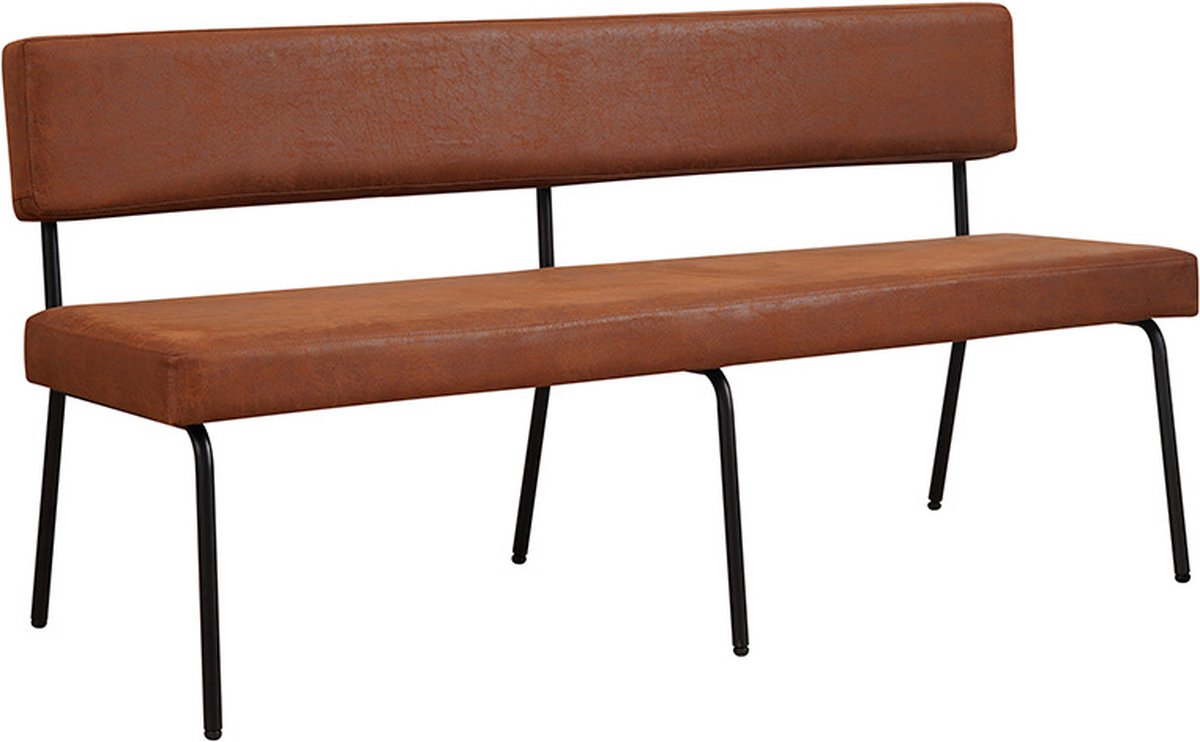 Bronx71 Industriële eetkamerbank Espen cognac eco-leer 160 cm - eettafelbank - eetbank