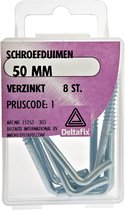 Deltafix Schroefduimen - 8x - verzinkt metaal - 50 mm - ijzerwaren bevestigsmaterialen
