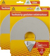 Deltafix Tochtstrip - 2x - tochtwering - grijs - zelfklevend - universeel - 12 m x 9 mm x 4 mm