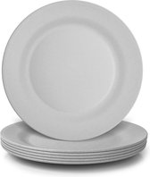 Tellerset, 6-delig, 28 cm groot, onbreekbare eetborden, herbruikbare plastic borden, campingborden, lichtgewicht, BPA-vrij plastic, magnetron- en vaatwasmachinebestendig, grijs.