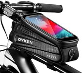 Dyken Frame Bag Bicycle - Support de téléphone étanche - Support de téléphone portable pour vélo - Zwart
