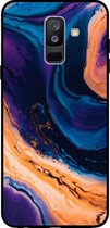 Smartphonica Telefoonhoesje voor Samsung Galaxy A6 Plus 2018 marmer look - backcover marmer hoesje - Blauw / TPU / Back Cover geschikt voor Samsung Galaxy A6 Plus 2018