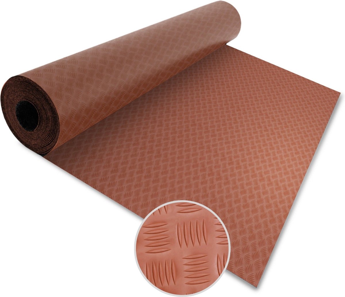 karatcommercial Rubber loper - Rubbermat - Diamond Cut - 2 mm - Terracotta - 120 x 150 cm