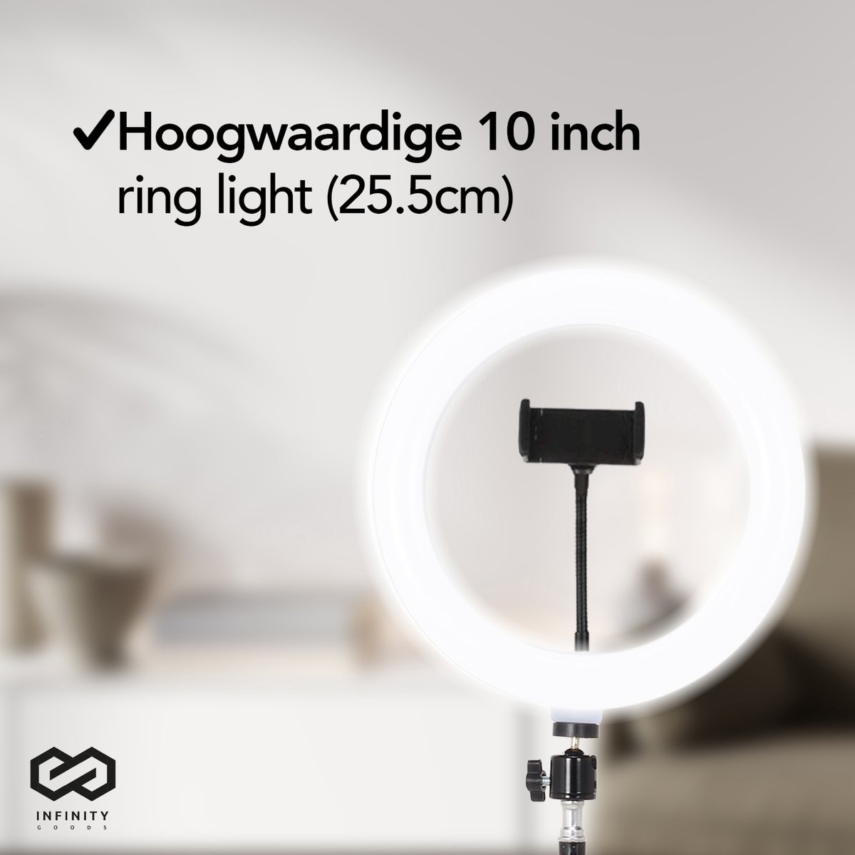 Ring Lamp LED Met Statief En Telefoonhouder - 3 Kleuren Dimbaar Selfie Ringlight Tiktok Youtube Make Up