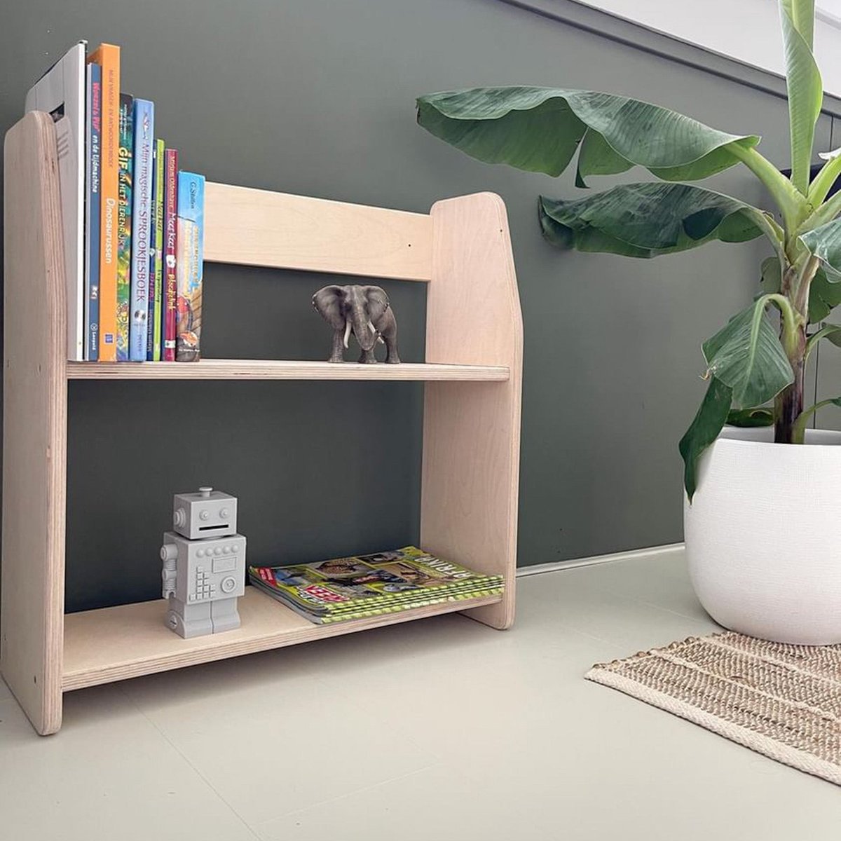 Montessori boeken wandkast kinderkamer | 2 planken - blank | toddie.nl