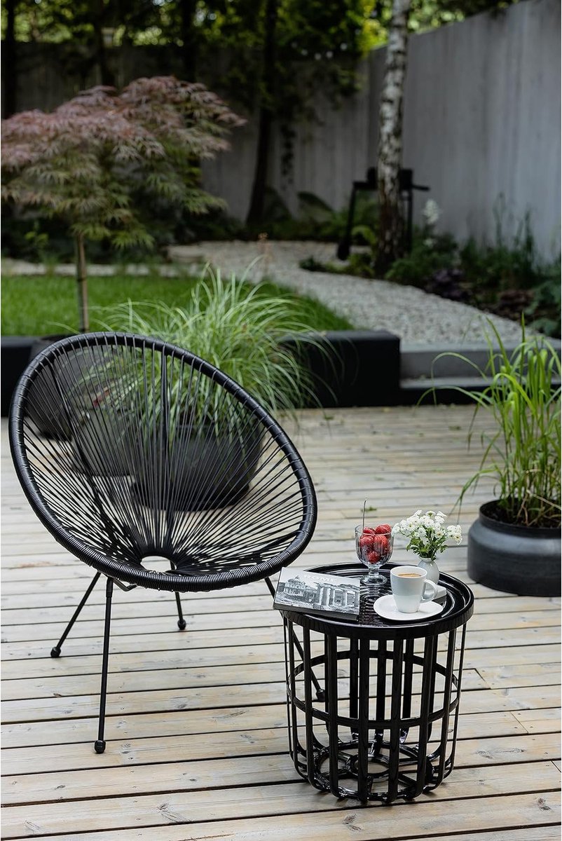 BranQ - Bijzettafel - Salontafel - Rond - Met opbergmand - 40 x 40 x 40 cm - Zwart