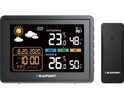 Blaupunkt WS30BK Weerstation – Inclusief Draadloze Buitensensor – Kleuren LCD-Display – Temperatuur- en Luchtvochtigheidsmeter – Vorstalarm – Zwart