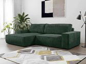 Vente-unique Hoekslaapbank AMELIA van PASCAL MORABITO - Ribfluweel - Spargroen - Hoek links