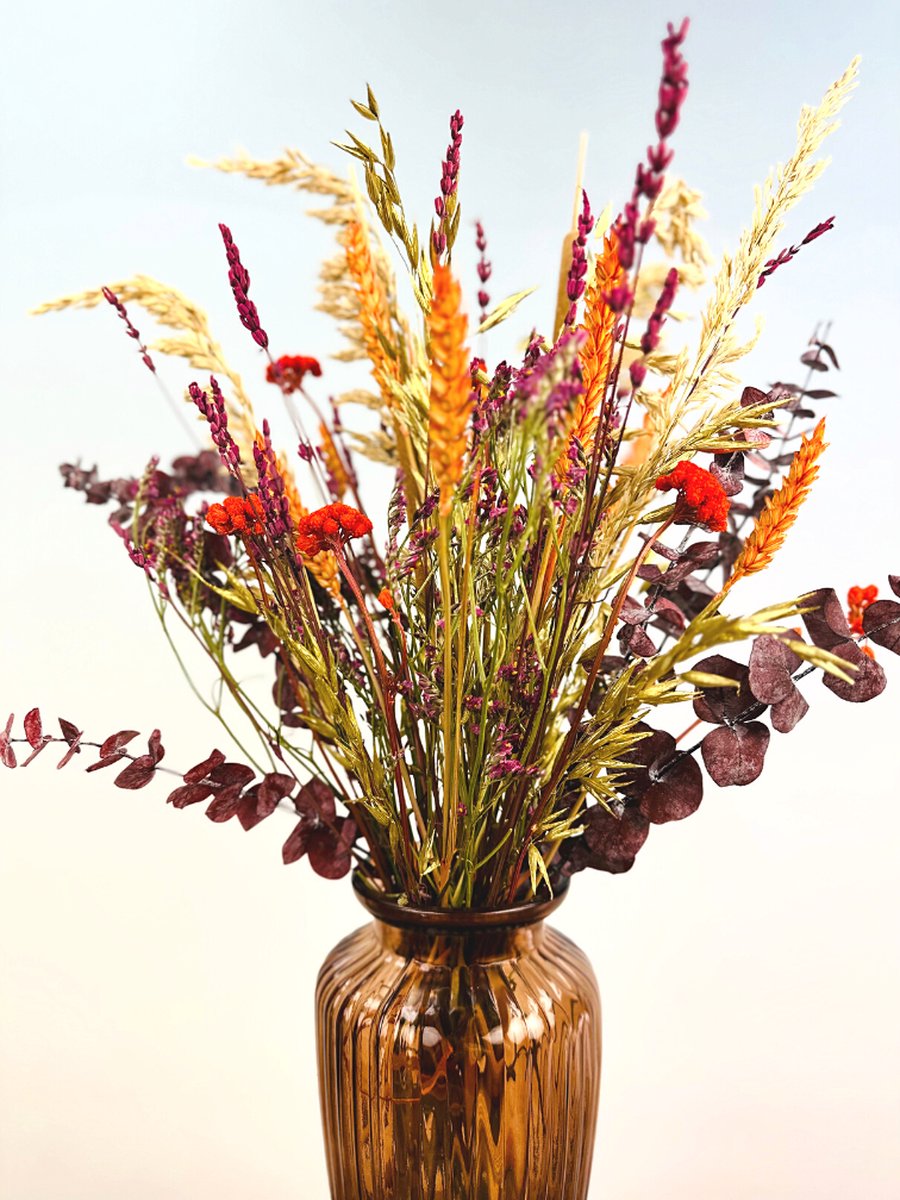Droogboeket "Warm Heart" - inclusief stijlvolle vaas | 50 cm | Prachtige kleurrijke verschijning | Past perfect in ieder interieur — cadeau in Wonen & Interieur - foto 7