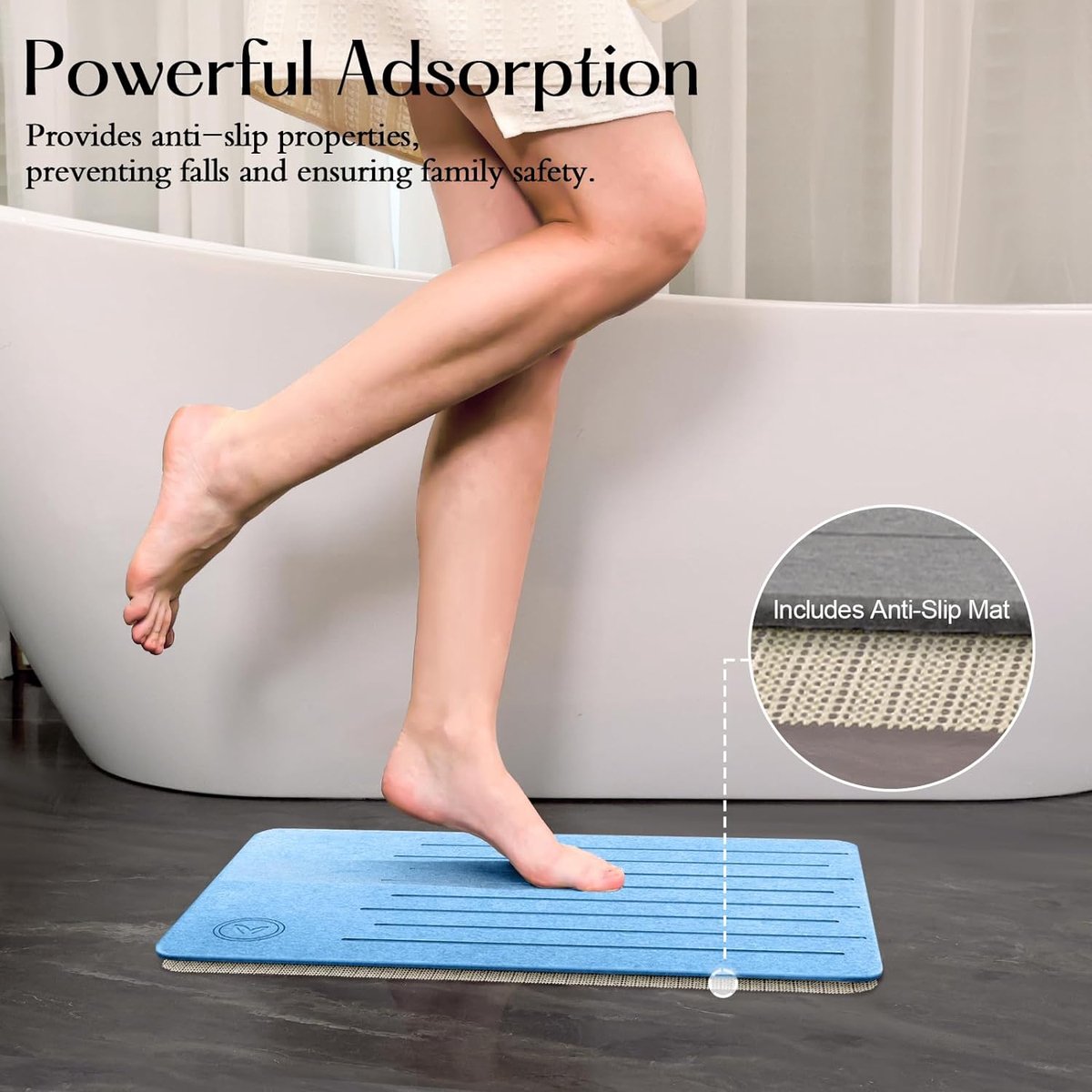 Badmat steen - Sneldrogend, antislip en absorberend - Voor de badkamer