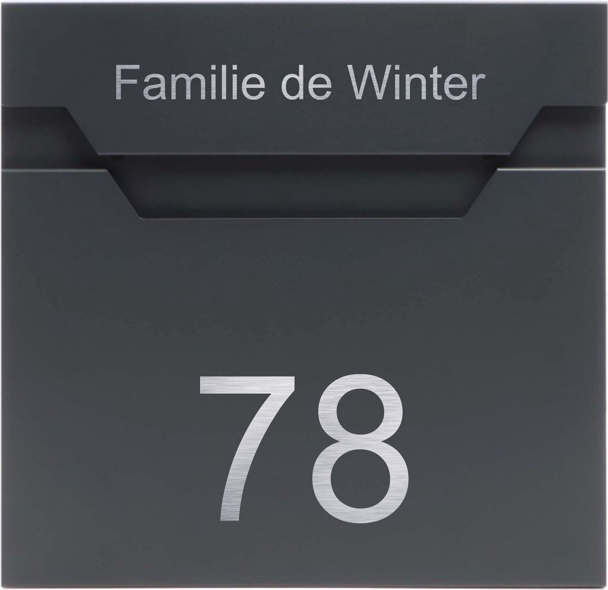 BR610 Brievenbus antraciet met naam en huisnummer 37x37x8.5cm