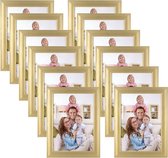 Pakket van 12 fotolijsten 13 x 18 cm Goud voor 18 x 13 foto's en afbeeldingen, fotolijst collage set met plexiglas, wand- of tafelstandaard.