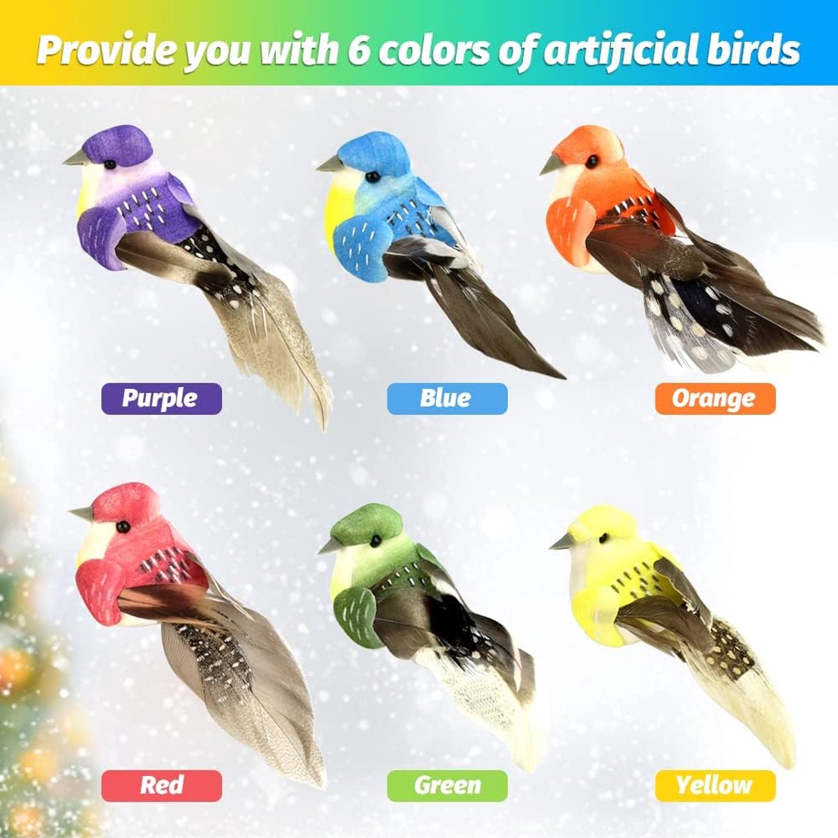 Acheter Plumes décoratives mignonnes pour baptêmes d'oiseaux artificiels, 4 pièces