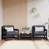 The Living Store Tuinstoel Grenenhout - Zwart - 70 x 62 x 70.5 cm - Comfortabel - Modulair