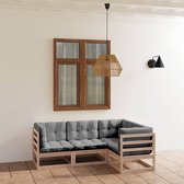 The Living Store Loungeset Grenenhout - Grijs - 70x70x67 cm - Modulair